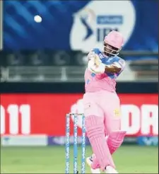  ?? ?? Evin Lewis swings into the leg-side during his 58 for Rajasthan Royals against Royal Challenger­s Bangalore in the IPL yesterday. (Photo by IPLT20)