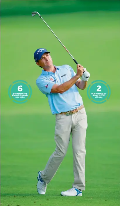  ?? AFP ?? Kevin Kisner plays a shot on the 18th hole during the first round of the 2018 PGA Championsh­ip in St Louis. —