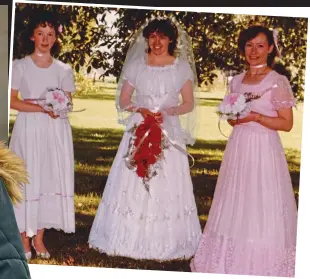  ??  ?? Searching: (Left) Kathleen Bergin at Monday’s briefing and (above centre) on her wedding day with Jo Jo (left) and Mary