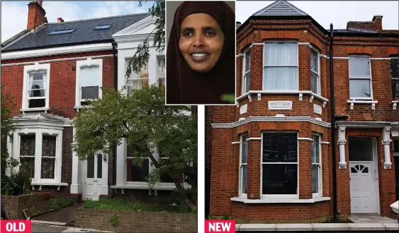  ??  ?? The £2 million West Hampstead former home of Sayida Khaliif (inset)
The £1.3 million Cricklewoo­d semi to which her family ‘downsized’
OLD
NEW