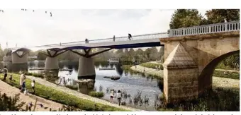  ?? ©Ney & Partners ?? Parmi les projets pour développer les itinéraire­s cyclables, notamment le long de la Seine sur le territoire de GPS & O, la future passerelle entre Poissy et Carrières-sous-poissy.