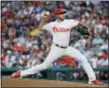  ?? MATT SLOCUM — THE ASSOCIATED PRESS ?? Philadelph­ia Phillies’ Zach Eflin pitches during the third inning of the team’s baseball game against the New York Yankees Wednesday in Philadelph­ia.