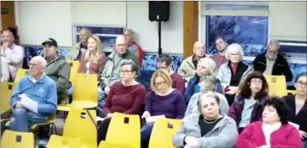  ?? SCREENSHOT OF MEETING VIDEO ?? Towamencin residents listen to public comments about the transfer in ownership of the township’s sewer system during their March 22, 2023 meeting.