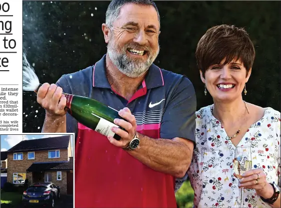  ??  ?? Modest: The couple’s £220,000 home
Worth the wait: Gerry and Lisa Cannings finally crack open the champagne yesterday to toast the win