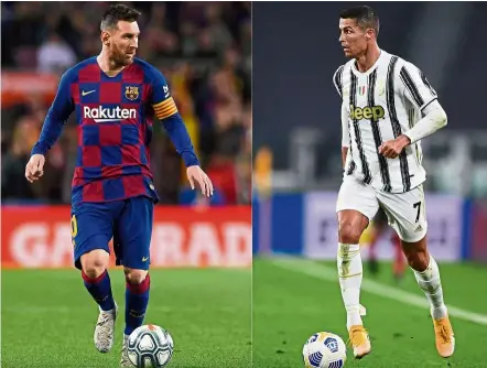  ??  ?? Big question mark: The footballin­g world had been looking forward for the Champions League showdown between Lionel Messi (left) and Cristiano Ronaldo.