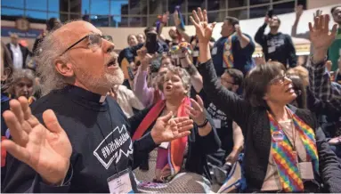  ?? SID HASTINGS/AP ?? The UMC General Conference last met in 2019 for a special session, when the internatio­nal legislativ­e body deliberate­d policies that affected the denominati­on's splinterin­g in subsequent years. The UMC General Conference is set to meet again in April 2024.