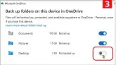  ?? ?? Click ‘Recycle Bin’ to recover items (1). Disable desktop syncing by clicking ‘Manage back up’ (2) and moving the slider to its off position (3)