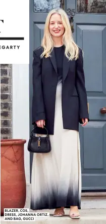  ?? ?? BLAZER, COS,
DRESS, JOHANNA ORTIZ, AND BAG, GUCCI