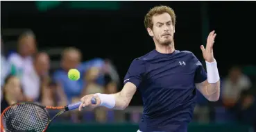  ?? Photo: Reuters ?? Great Britain’s Andy Murray in action during the Davis Cup semi-final match at Emirates Arena, in Glasgow, Schotland on September 20, 2015