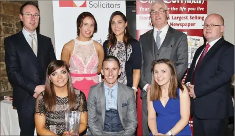  ??  ?? Mallow Camogie Club who were winners the Adult Sports category are pictured with guest of honour Rob Heffernan, Cathal Lombard Solicitor (Sponsor), Billy Mangan (Corkman Sales Executive), and Sean Leahy (Mallow & District Sports and Leisure Awards...