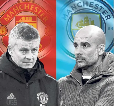  ??  ?? Fierce rivals: Manchester United manager Ole Gunnar Solskjaer (left) and Manchester City manager Pep Guardiola. — Reuters
