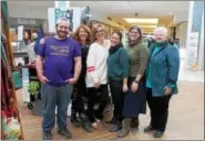  ??  ?? (Left to right) Troy business owners David Langer of Troy Cloth & Paper, Robilee McIntyre of Broccolis, Lacey Davidson of Copper Fox, Bianca Dupuis of Broken Mold Pottery Studio, and Mara Levin and Chris Robinson of Sawtooth Jewelry Studio gather for...