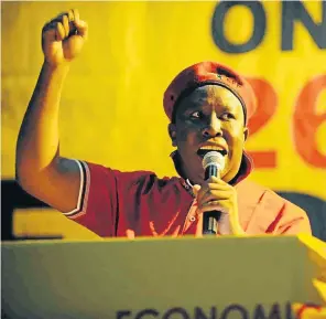  ?? Picture: Tsheko Kabasia ?? Following the formation of the EFF as a political party in July 2013, leader Julius Malema addresses the assembly at Uncle Tom’s Community Centre in Soweto.