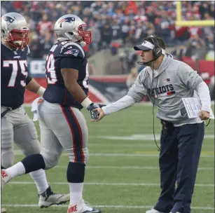  ?? Photo by Louriann Mardo-Zayat / lmzartwork­s.com ?? Offensive coordinato­r Josh McDaniels (right) and the Patriots are back in the Super Bowl for the third time in the last four seasons after beating Jacksonvil­le, 24-20, in the AFC title game.