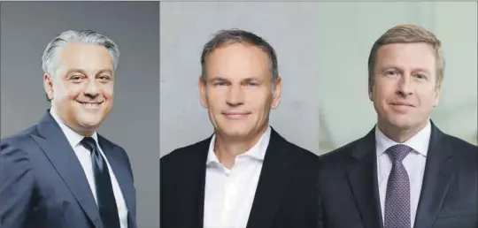  ?? EE ?? Luca de Meo, consejero delegado del Grupo Renault; Oliver Blume, presidente del Grupo Volkswagen; y Oliver Zipse, presidente del Grupo BMW.