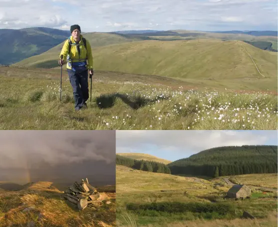  ?? ?? Cribyn & N escarpment from Pen y Fan [Captions clockwise from top] Arriving on Capel Fell from Bodesbeck Law; Over Phawhope bothy; Bodesbeck Law summit