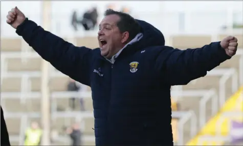  ??  ?? A typically animated Davy Fitzgerald on the sideline in Chadwicks Wexford Park on Sunday.
