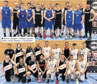  ??  ?? ● Above, Bangor v Dyffryn Nantlle; below, Arfon Raptors v Llandudno