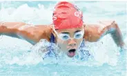  ?? IAN ALLEN/PHOTOGRAPH­ER ?? Sabrina Lyn from Campion College competing at the Mayberry Schools Swimming Championsh­ips at the National Aquatic Centre last Friday.
