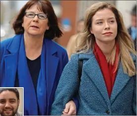  ??  ?? DAMAGES: Aoife Bennett leaves court with her mother Mary after the undisclose­d settlement was agreed; inset, Dominic Vaz