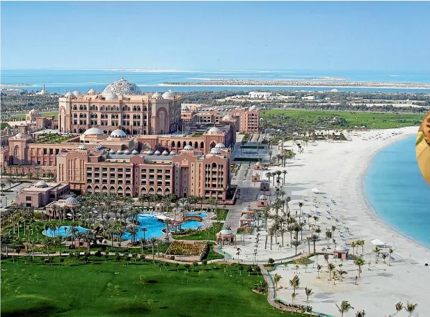  ?? PHOTO: SUPPLIED ?? The Emirates Palace is a grand structure, with its own private beach and park lands.