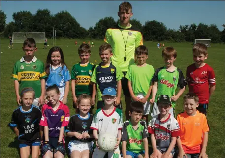  ??  ?? Kieran O’Donoghue who coaches the under-8s at the Kelloggs GAA Cúl Summer Camp at Farranfore GAA grounds on Monday.