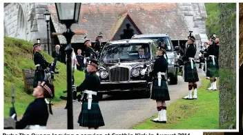  ?? ?? Duty: The Queen leaving a service at Crathie Kirk in August 2014