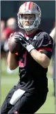  ?? ANDA CHU — BANG, FILE ?? C.J. Beathard (3) drops back to pass during training camp on the 49ers’ practice field at Levi’s Stadium in July 2019. Beathard signed a two-year contract with Jacksonvil­le on Wednesday.