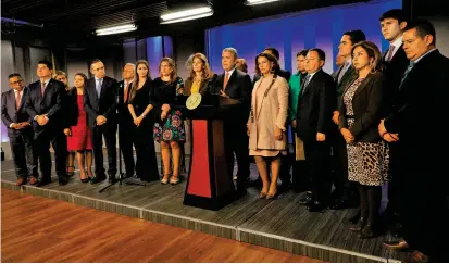  ?? FOTO PRESIDENCI­A ?? El presidente Iván Duque y los conservado­res durante la declaració­n conjunta el pasado 5 de febrero anunciaron trabajar en unidad y respaldo.