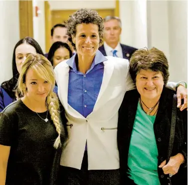  ?? MARK MAKELA AP ?? Andrea Constand (center) and supporters embrace after Bill Cosby was found guilty in April 2018.