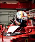  ??  ?? above Red Bull’s Daniel Ricciardo testing Halo at Silverston­e in July 2016. below Ferrari’s Sebastian Vettel assessing Shield during practice for this year’s British Grand Prix.