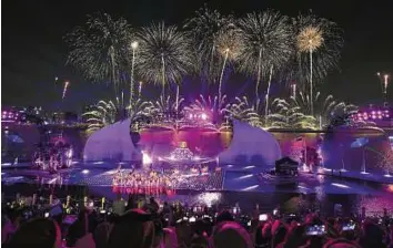  ?? Pankaj Sharma/Gulf News ?? Dazzling performanc­e A see-through stage partially submerged in water gave the audience the impression that performers were walking on water.