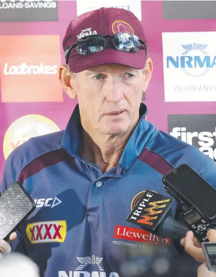  ?? Picture: LIAM KIDSTON ?? Broncos coach Wayne Bennett says the club’s CEO didn’t inform him of an approach to Craig Bellamy.