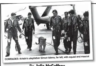  ??  ?? and mascot Simon Idiens, far left, with squad COMRADES: Kristin’s stepfather