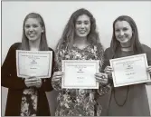  ??  ?? The All-Area Girls’ first team includes Rome’s Nora Bailey (from left), Rockmart’s Allie Sproull and Darlington’s Maggie Hawkins.