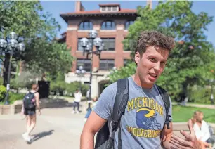  ?? KIMBERLY P. MITCHELL/DFP ?? Ben Rosenfield, 18, of Birmingham, talks Tuesday about his experience­s on campus before and after the internet went down at the University of Michigan in Ann Arbor. U-M said Tuesday that its cybersecur­ity experts have made “significan­t progress.”