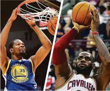  ?? AP & USA Today Sports ?? Kevin Durant (left) and LeBron James will be key players to watch out for.