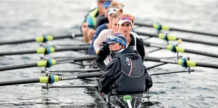  ?? PHOTO: CHRISTEL YARDLEY/STUFF ?? Sam Bosworth at the head of the New Zealand women’s eight that have won gold and silver medals at World Cup events this year.
