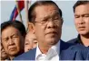  ?? AP ?? Cambodian Prime Minister Hun Sen arrives for an event in Phnom Penh, Cambodia.—