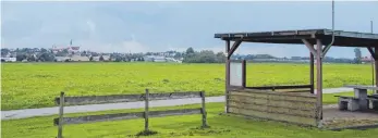  ?? FOTO: WOLFGANG LUTZ ?? Zwischen der Bahnlinie im Osten und der Schwarzach im Westen und gegenüber dem Modellflug­sportplatz soll der Nasslagerp­latz entstehen.