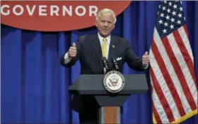  ?? RICHARD SHIRO — THE ASSOCIATED PRESS ?? Gov. Henry McMaster speaks to the crowd in the William-Brice Kimbel Arena on the Coastal Carolina campus Saturday in Conway, S.C.