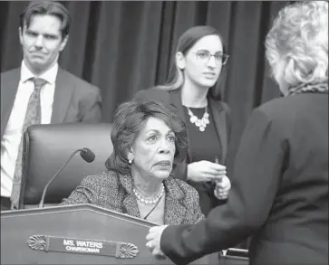  ?? Tom Williams CQ-Roll Call ?? REP. MAXINE WATERS holds one of the most powerful chairs in Congress as head of the House Financial Services Committee. “The issues before this committee are critically important” for the economy, she says.