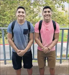  ?? Casey Burrill ?? RYAN CAMACHO, left, is a running back and cornerback for West Ranch in Valencia. His twin brother, Jovan, is a receiver and cornerback.