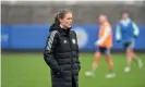  ?? Photograph: Plumb Images/ Leicester City/Getty Images ?? Leicester manager Lydia Bedford puts her players through their paces in training on Friday.