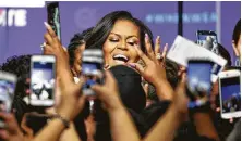  ?? John Locher / Associated Press ?? Former first lady Michelle Obama headlined a rally in Las Vegas for When We All Vote, a nonprofit she co-chairs.