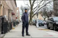  ?? MARY ALTAFFER-ASSOCIATED PRESS ?? An emergency medical technician Josh Allert poses for a photo in New York. Thousands of workers have been thrust onto the front lines of the coronaviru­s emergency in New York City. That includes Allert, whose days are a blur and a battle.