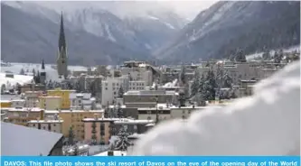  ??  ?? DAVOS: This file photo shows the ski resort of Davos on the eve of the opening day of the World Economic Forum in Davos. —AFP