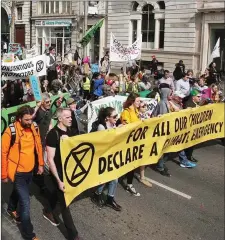  ??  ?? Eco warriors getting their message out on the streets of Dublin