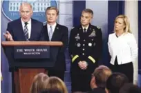  ?? AP ?? Prensa. Dan Coats, junto a Christophe­r Wray, Paul Nakasone y Kirstjen Nielsen, durante la rueda de prensa, ayer.