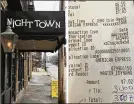  ?? CLEVELAND.
COM ?? Adiner dropped a$3,000 tip on this small bill on Nighttown’s final day of operation — fornow— due to the virus.